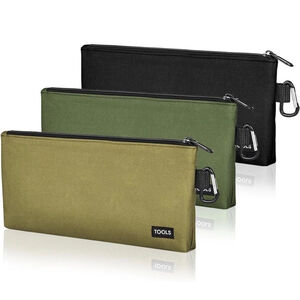 3-Pack 12" Premium Tool Pouches Zipper Bag, Small Tools Bags with Carabiner, Hea
